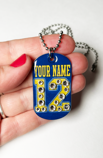 Fan Tag Necklace Baseball Style w/ Bling