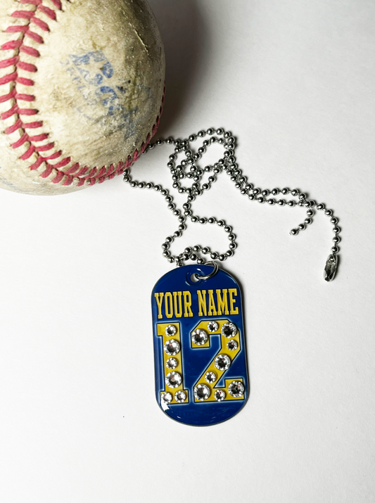Fan Tag Necklace Baseball Style w/ Bling