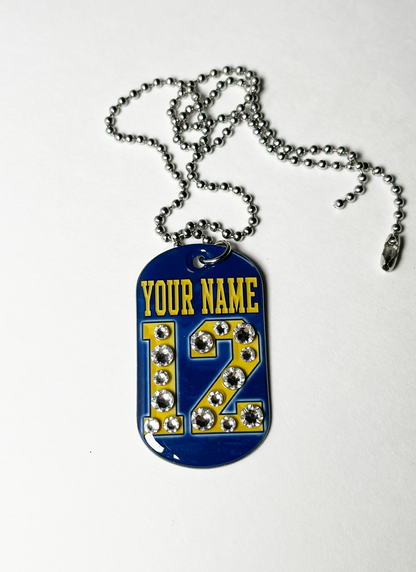 Fan Tag Necklace Baseball Style w/ Bling